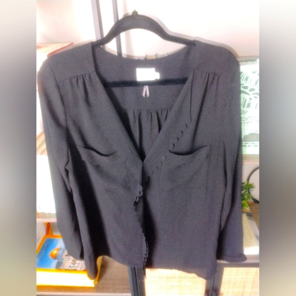 Black Retro Eyelash  Scalloped HD In Paris Work Blouse